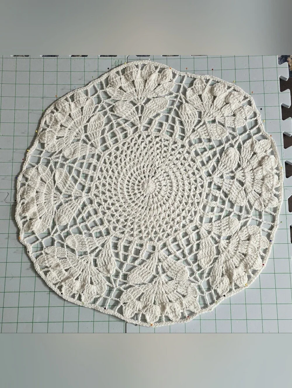 Elegant Round Crochet Doily in Cream